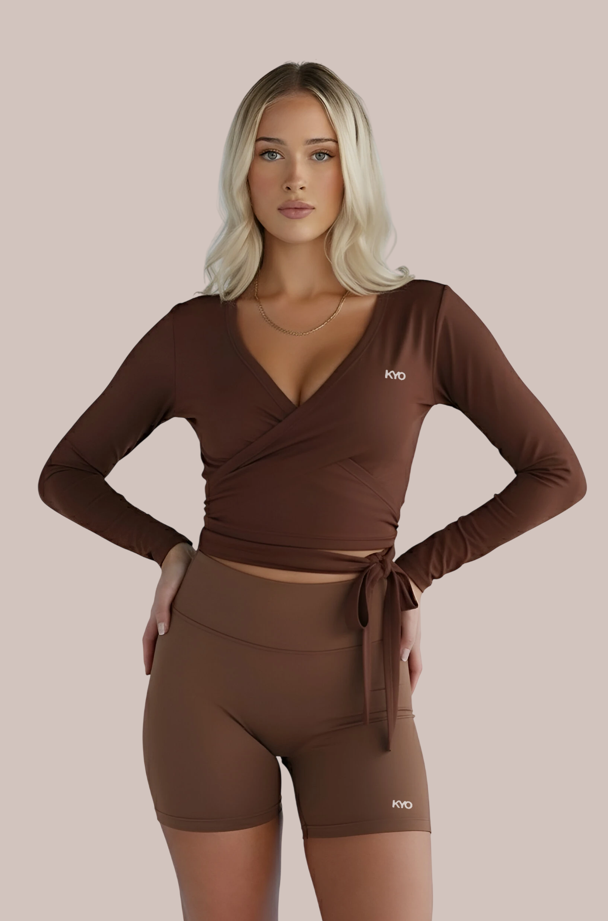 Uzume Ballet Wrap Top Brown