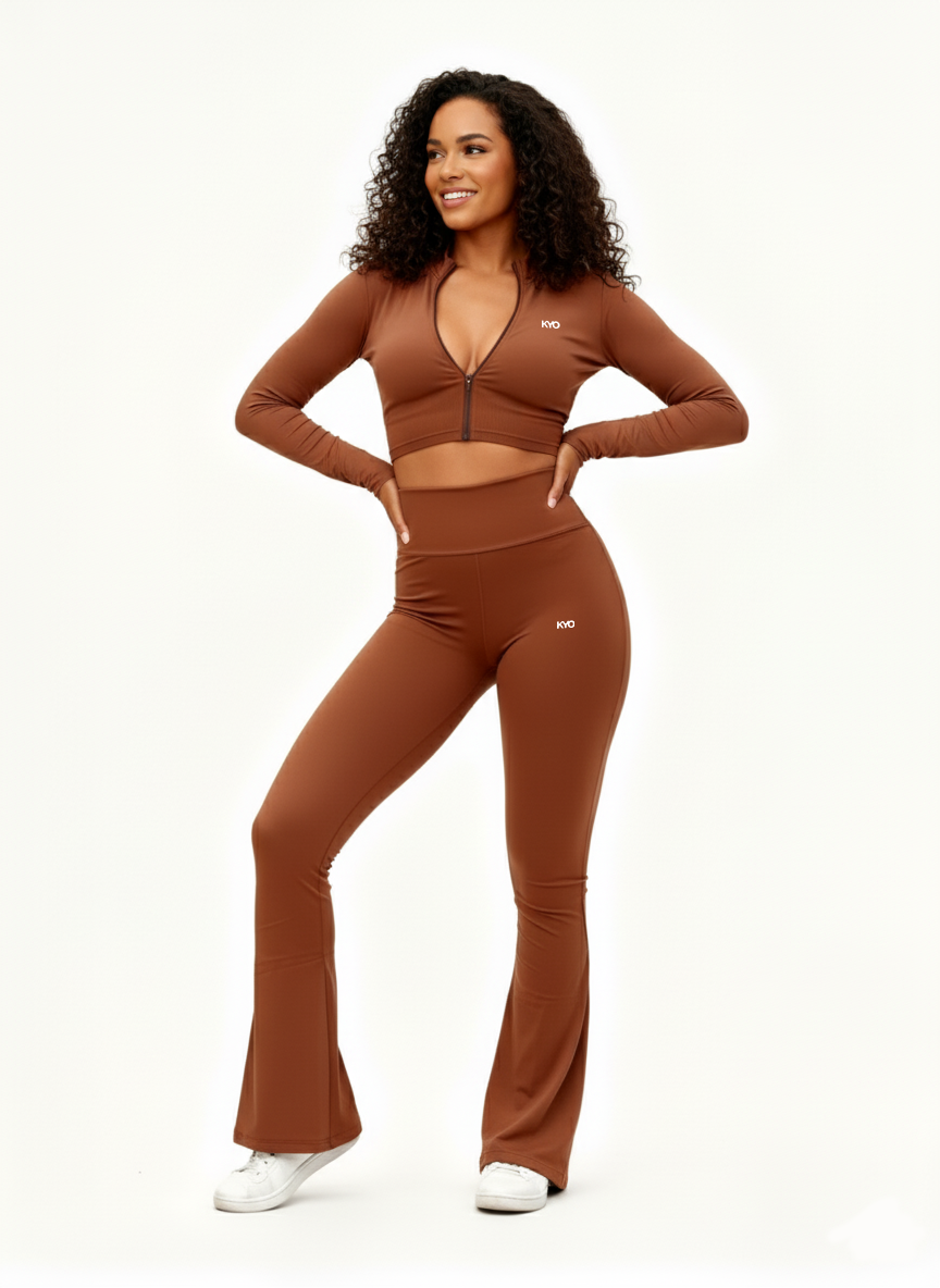 Uzume Jersey Flare Pants Brown