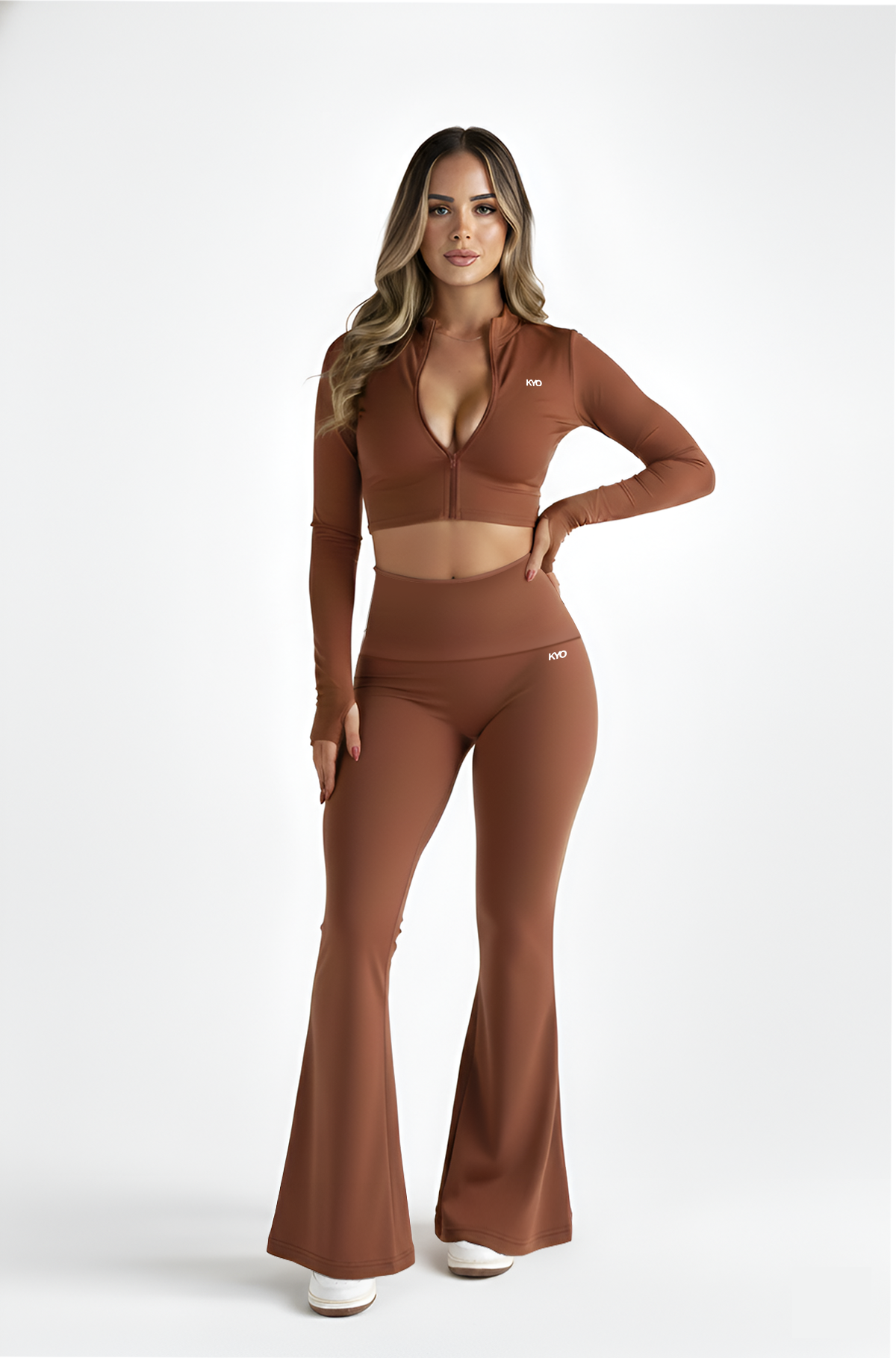 Uzume Jersey Flare Pants Brown
